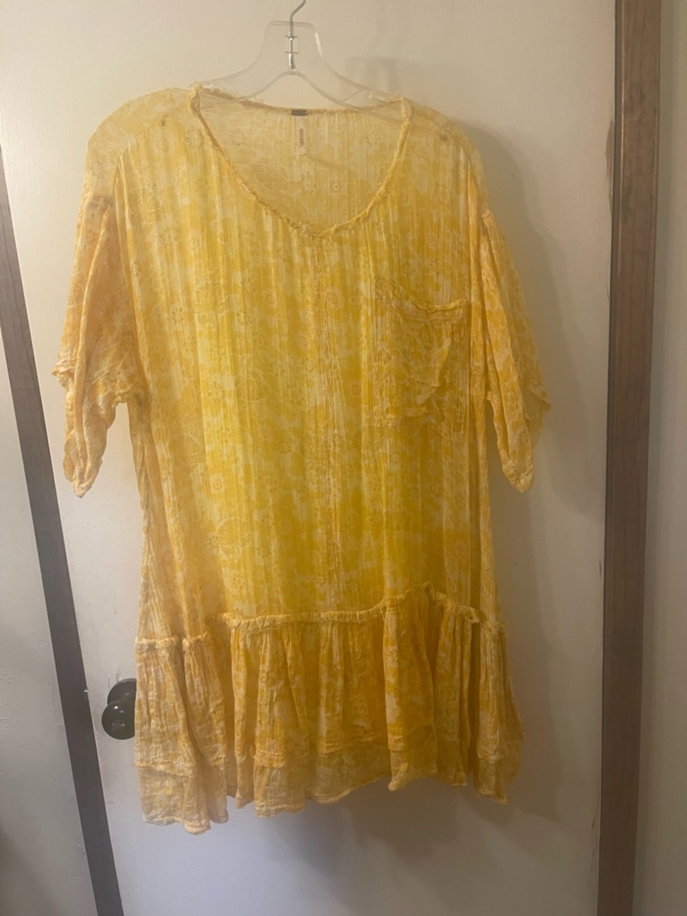 Free People Yellow Ruffle-Hem Tunic Top Sz. XS #51